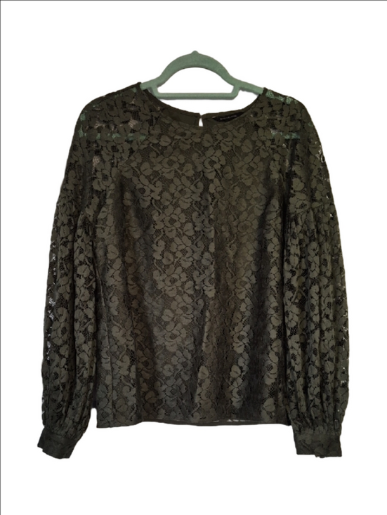 Banana Republic Tops - Banana Republic Olive Green Floral Lace Shell Blouse Top MED